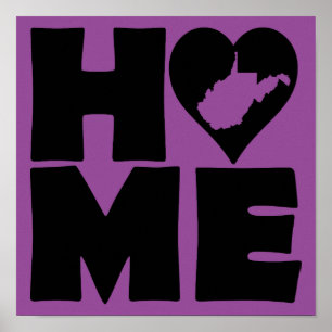 West Virginia Home Heart State Poster Sign