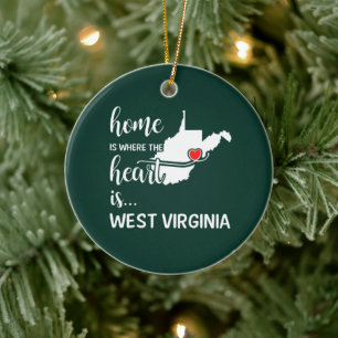 West Virginia home is where the heart is Garden Fl Ceramic Ornament