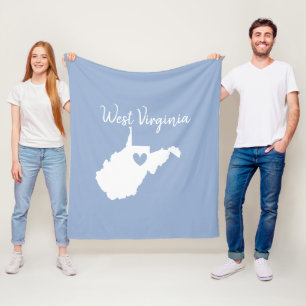 West Virginia home state map love heart Fleece Blanket