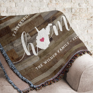 West Virginia Home State Personalized Wood Look Throw Blanket