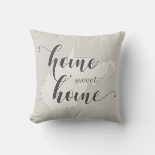 West Virginia - Home Sweet Home burlap-look Cushion