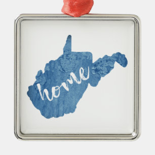 West Virginia Home Wood Grain Metal Ornament