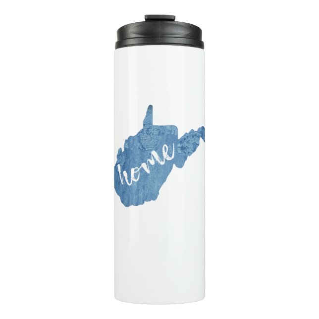 West Virginia Home Wood Grain Thermal Tumbler (Front)