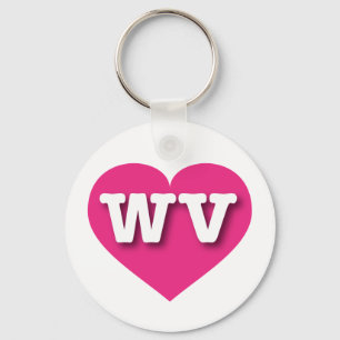 West Virginia Hot Pink Heart - Big Love Key Ring