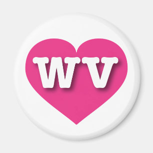 West Virginia Hot Pink Heart - I love WV Magnet