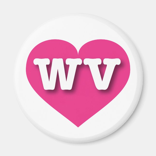 West Virginia Hot Pink Heart - I love WV Magnet (Front)