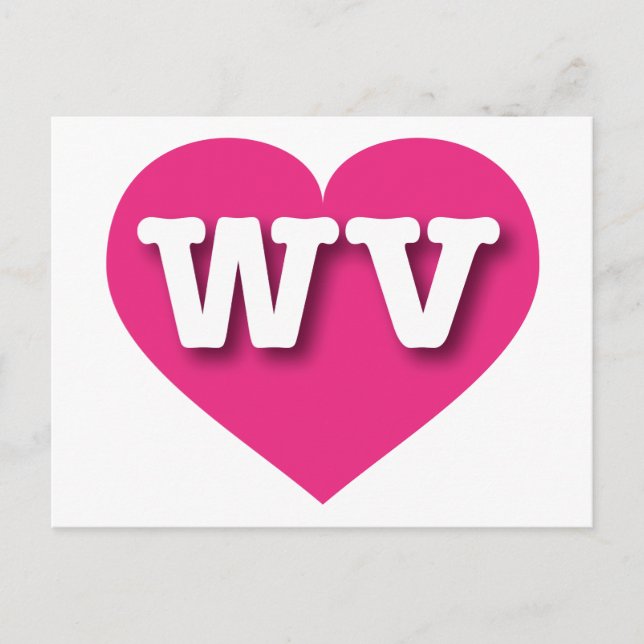 West Virginia Hot Pink Heart - I love WV Postcard (Front)