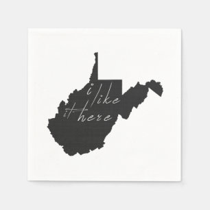 West Virginia I Like It Here State Silhouette Napkin