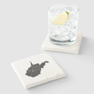 West Virginia I Like It Here State Silhouette Stone Coaster
