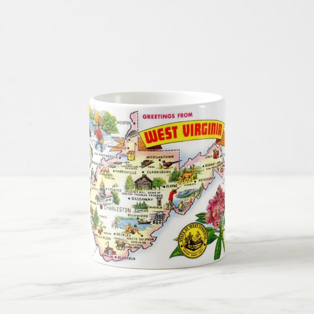 West Virginia Illustrated Map Coffee Mug (Center)