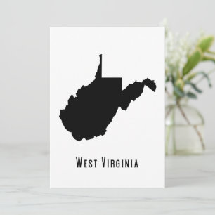 West Virginia Map - Black and White Modern Invitation