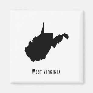 West Virginia Map - Black and White Modern Magnet