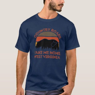 West Virginia Map Country Roads Bear Outdoors Home T-Shirt