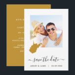 West Virginia Map Photo Wedding Save the Date Card<br><div class="desc">Let guests know to save the date for your wedding with this pretty minimalist photo card with a map outline of the location of your event.</div>