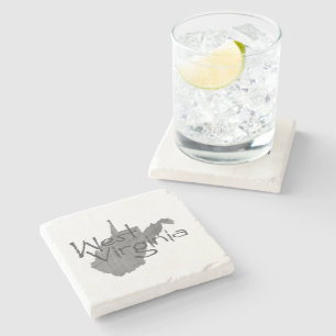 West Virginia Map Shaped Vintage Grey Chalkboard Stone Coaster
