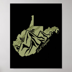 West Virginia Mountain Bike Riding Wv Biking State Poster
