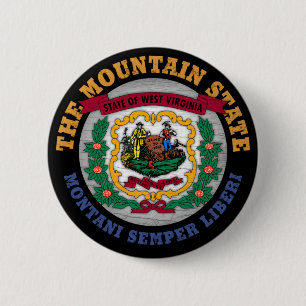 WEST VIRGINIA MOUNTAIN STATE FLAG 6 CM ROUND BADGE