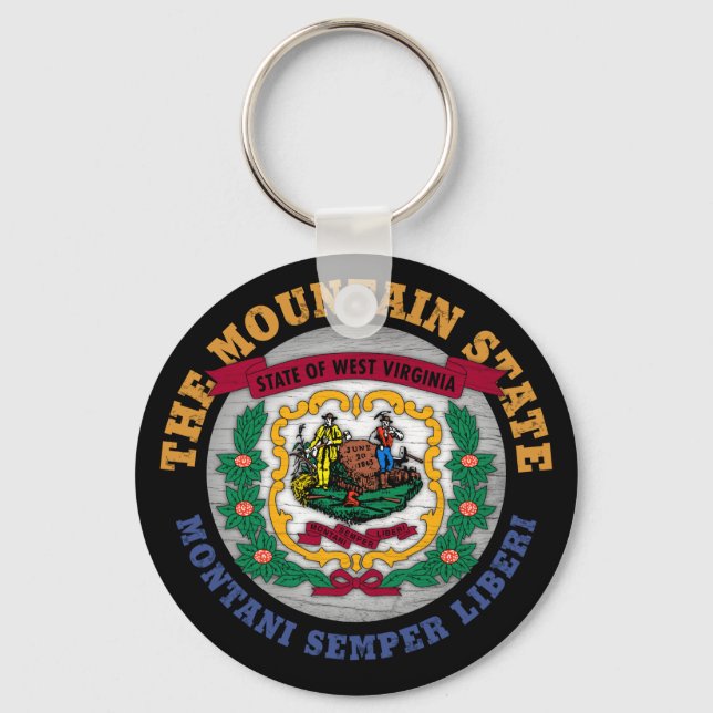 WEST VIRGINIA MOUNTAIN STATE FLAG KEY RING (Front)