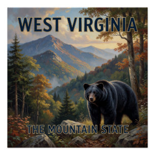 West Virginia Mountain State Wildlife Gift Poster