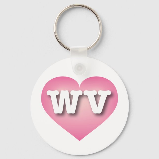 West Virginia Pink Fade Heart - I love WV Key Ring (Front)