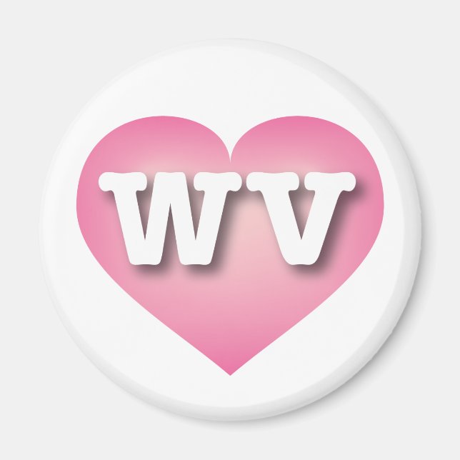 West Virginia Pink Fade Heart - I love WV Magnet (Front)