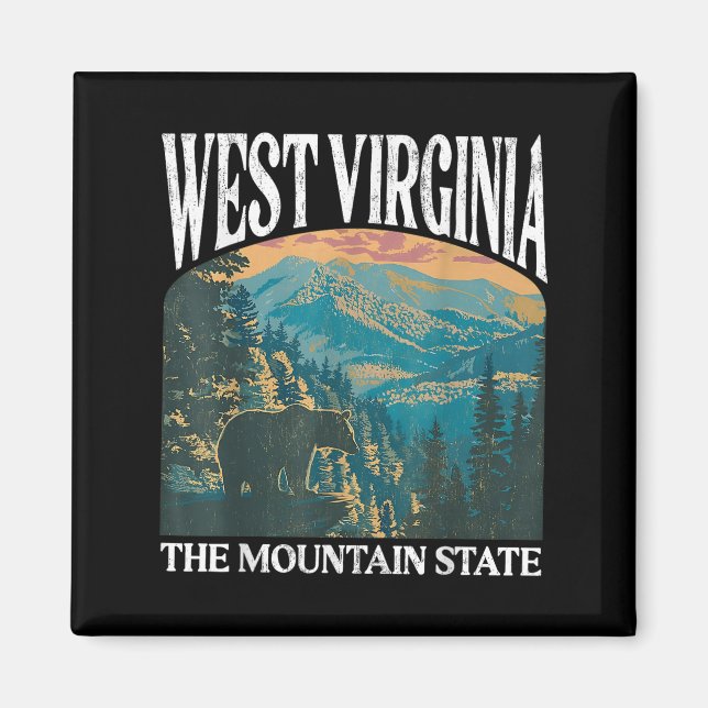 West Virginia Retro Bear Mountain Graphic  Magnet (Front)
