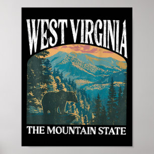 West Virginia Retro Bear Mountain Graphic  Poster