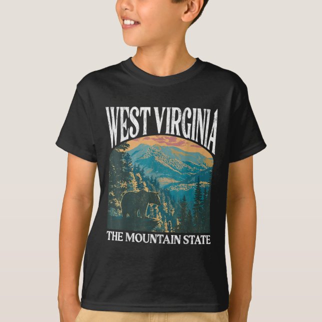 West Virginia Retro Bear Mountain Graphic  T-Shirt (Front)