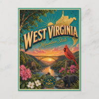 West Virginia Retro Travel Souvenir Postcard
