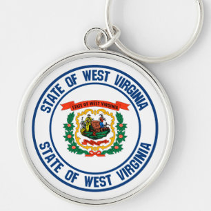 West Virginia Round Emblem Key Ring