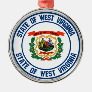 West Virginia Round Emblem Metal Ornament