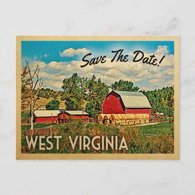 West Virginia Save The Date Farm Barn Rustic Announcement Postcard (Front)