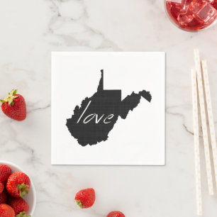 West Virginia Shaped Chalkboard Virginian Love Napkin