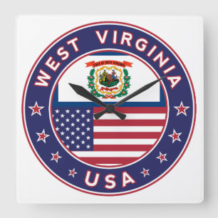 West Virginia Square Wall Clock