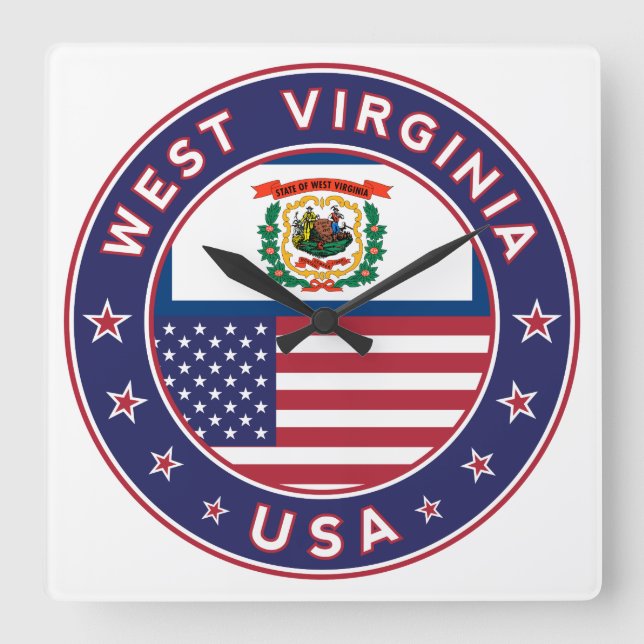 West Virginia Square Wall Clock (Front)