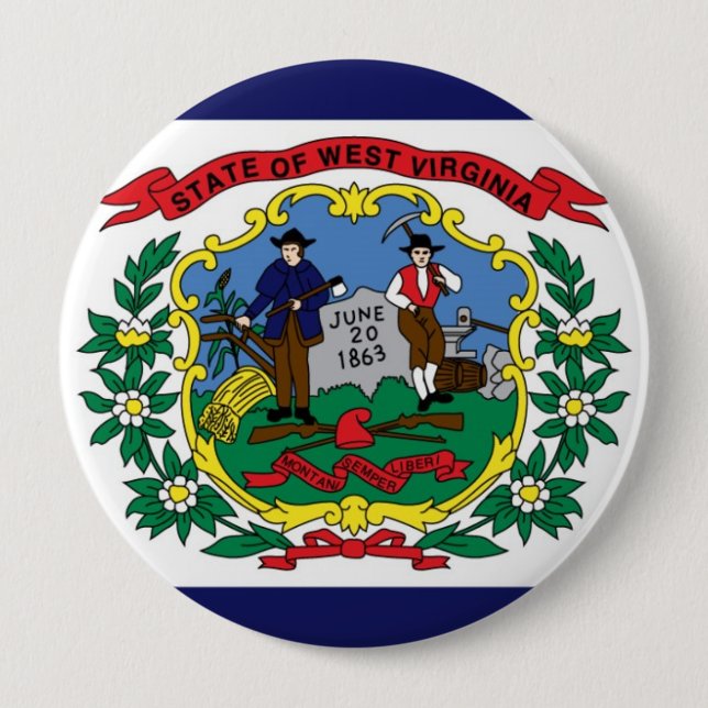 West Virginia State Flag 10 Cm Round Badge (Front)