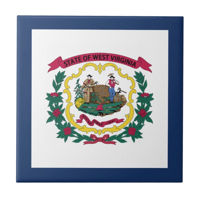 West Virginia State Flag Ceramic Tile (Front)