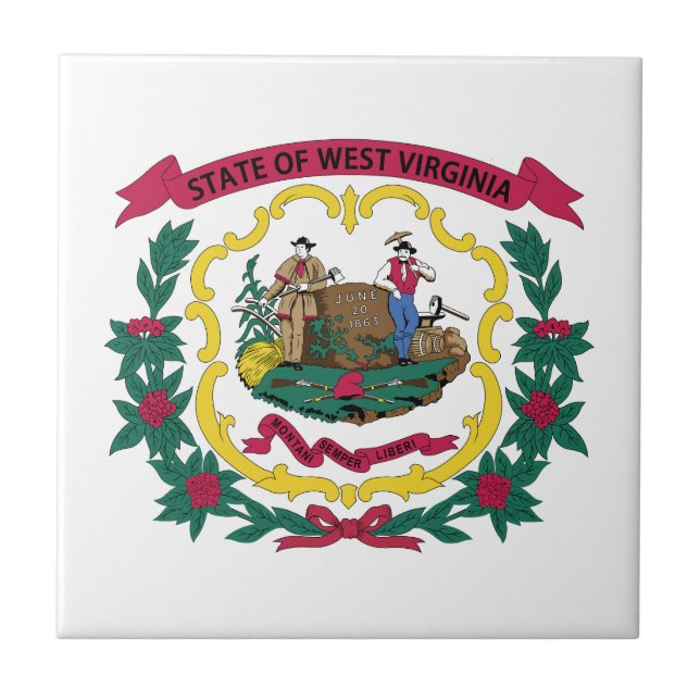 West Virginia State Flag Ceramic Tile (Front)