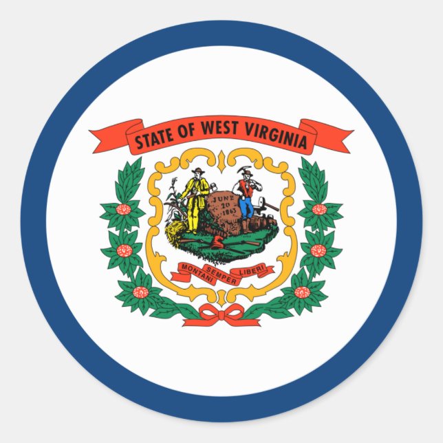 West Virginia State Flag Classic Round Sticker (Front)