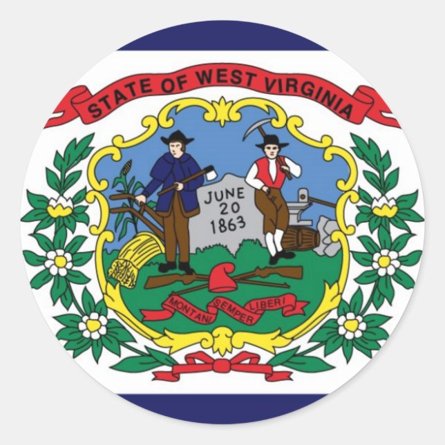 West Virginia State Flag Classic Round Sticker (Front)