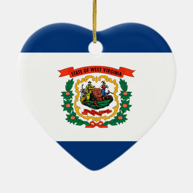 West Virginia State Flag Design Ceramic Ornament (Back)