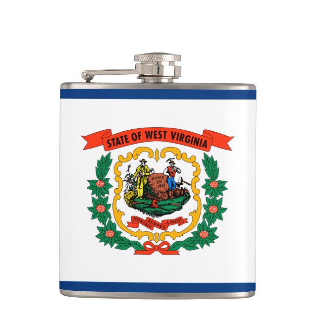 West Virginia State Flag Design Hip Flask (Front)