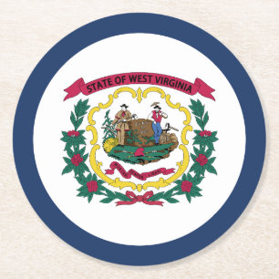 West Virginia State Flag Round Paper Coaster