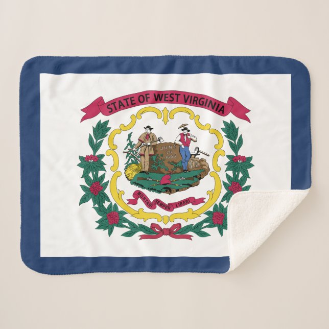 West Virginia State Flag Sherpa Blanket (Front (Horizontal))
