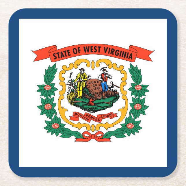 West Virginia State Flag Square Paper Coaster (Front)