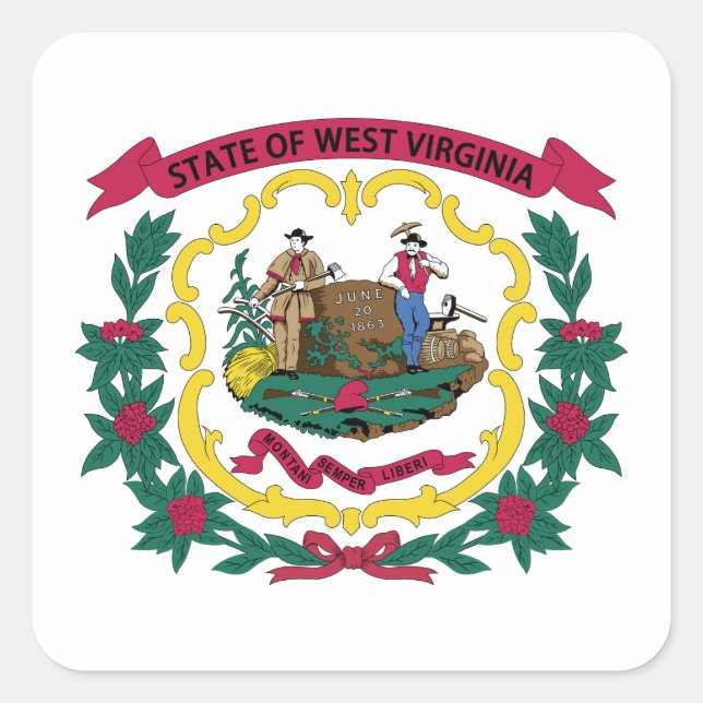 West Virginia State Flag Square Sticker (Front)