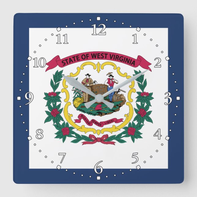 West Virginia State Flag Square Wall Clock (Front)