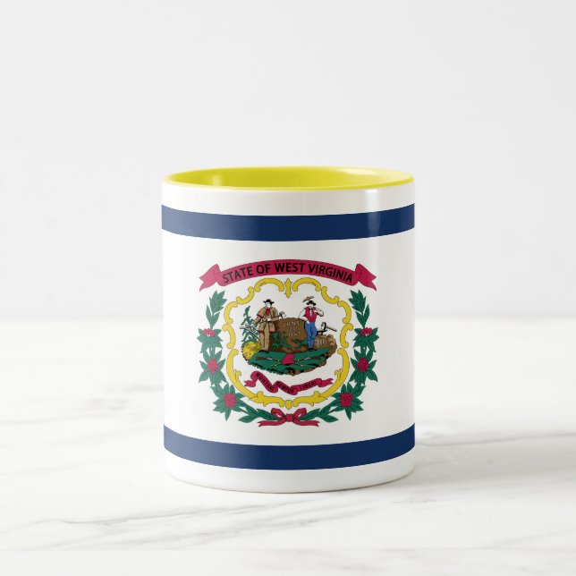 West Virginia State Flag Two-Tone Coffee Mug (Center)