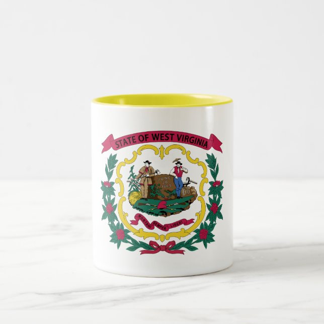 West Virginia State Flag Two-Tone Coffee Mug (Center)
