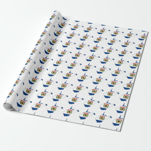 West Virginia State Outline Map and Flag Wrapping Paper